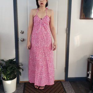 Blue‎ Ginger Pink Hawaiian Halter Maxi Dress